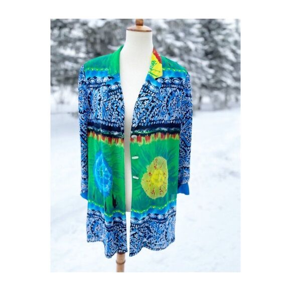 80s Platinum by Dorothy Schoelen Pop Art Chiffon Jacket Blazer Mixed Print Neon - Picture 3 of 13